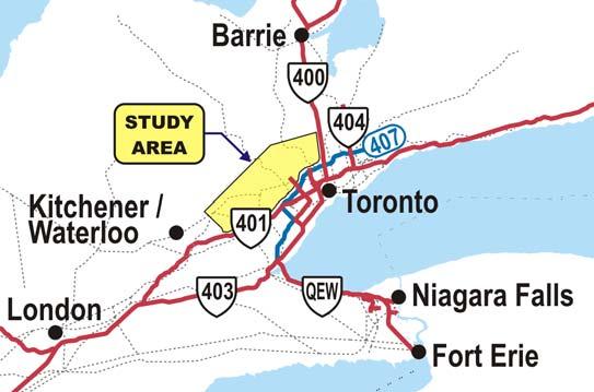 TRANSPORTATION PROFILE GTAW Preliminary Study Area TRAFFIC CHARACTERISTICS AND GROWTH AT REPRESENTATIVE ROADWAY LOCATIONS DAILY TRAFFIC FLOW Location Number of Vehicles % Trucks Hwy 401 at Credit