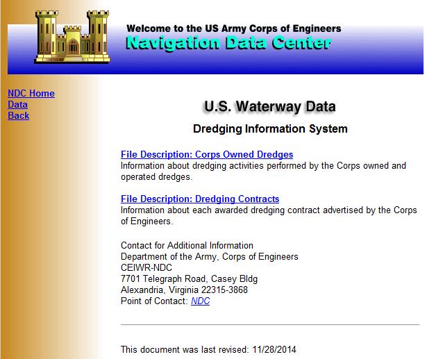 Dredging Information System (DIS) http://www.navigationdatacenter.us/data/datadrgsel.
