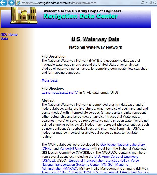 National Waterway Network http://www.navigationdatacenter.us/data/datanwn.