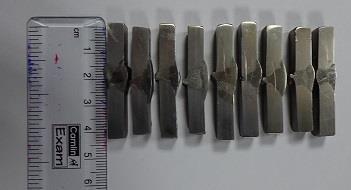Figure 5. Hardness specimens. Impact Test The two kinds of specimens used for impact testing are known as Charpy and Izod. Both test pieces are broken in an impact testing machine.