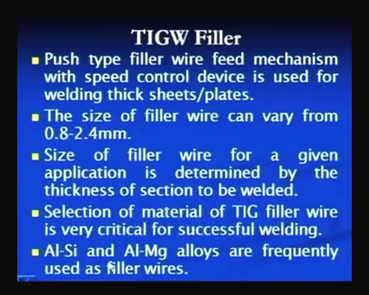 (Refer Slide Time: 21:52) And for automatic feeding of the filler metal in welding of the thick sheets automatic feeders can be used, which will help to feed the filler wire at a constant speed.
