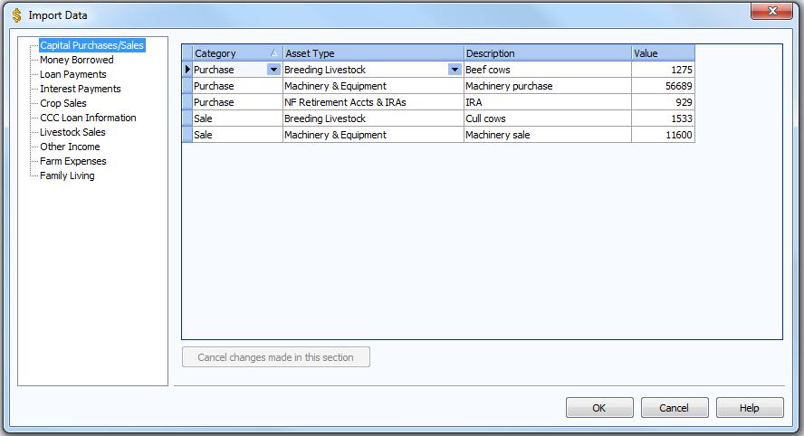 edit the destination of the imported data in FINAN. Scroll through the FINAN data entry page titles on the left to review and edit the data mapping.