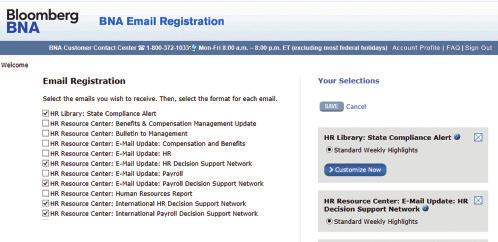 Select titles from the Email Registration column to receive the weekly updates To delete a
