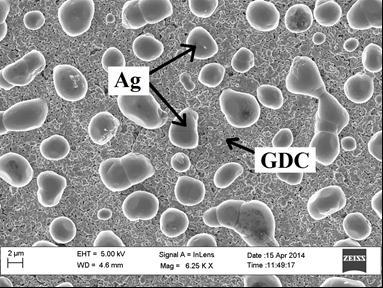 Segregation of Ag from GDC porous surface and agglomeration at