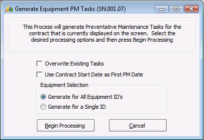 194 Service Contracts Generate Equipment PM Tasks (SN.001.07) 