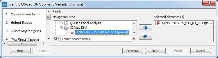 CHAPTER 3. TARGETED DNA 21 Figure 3.1: Select the sequencing reads by double-clicking on the file name or by clicking once on the file name and then on the arrow pointing to the right hand side.