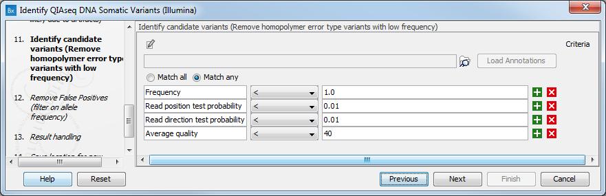CHAPTER 3. TARGETED DNA 24 Next, we can remove variants due to homopolymer errors based on variant allele frequency with the Identify Candidate Variants tool.