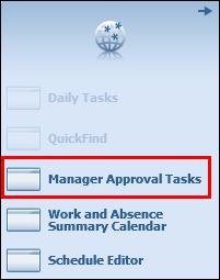 Note: Use the Manager Approval Tasks wizard to manage time off requests, review and correct employee exceptions, review pay period totals and approve employee timecards for the previous pay period.