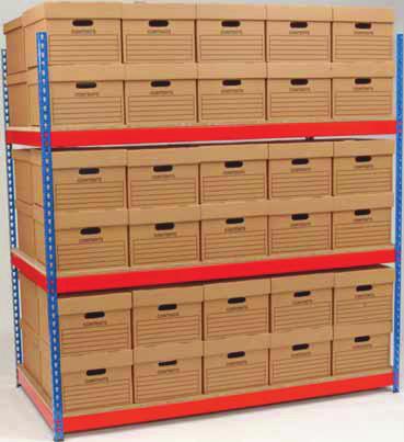 RIVET RACKING heavy rivet racking Rivet Rack - Archive Storage All bays come complete with boxes Easy to assemble and adjust No nuts or bolts A wide range of sizes Single or double box