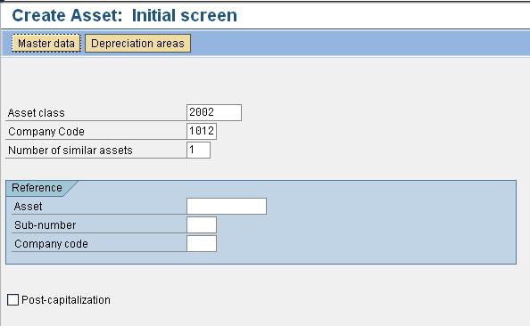 Create Asset Master Record (AS01): Step 1 3. Click 2. Enter 1.