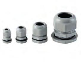 Cable glands PG type Plastic pipes supplied with the corresponding gaskets and nuts.