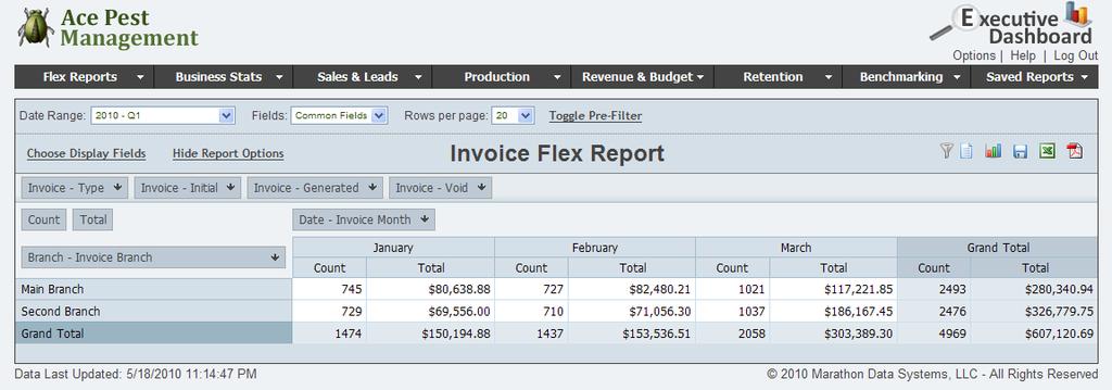 The Invoice Flex Report allows you to create customized reports based off of the invoices in