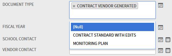 In the Document Type field, select Contract Vendor