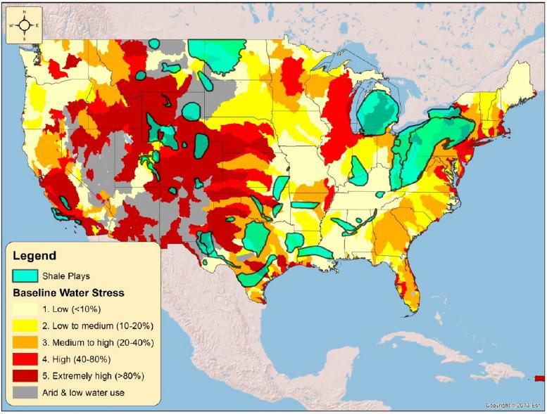 Water Availability Although 2017 hasn t necessarily been a drought year, the Anadarko and Permian Basins typically experience high or extremely high levels of water stress Permian Basin Surface water