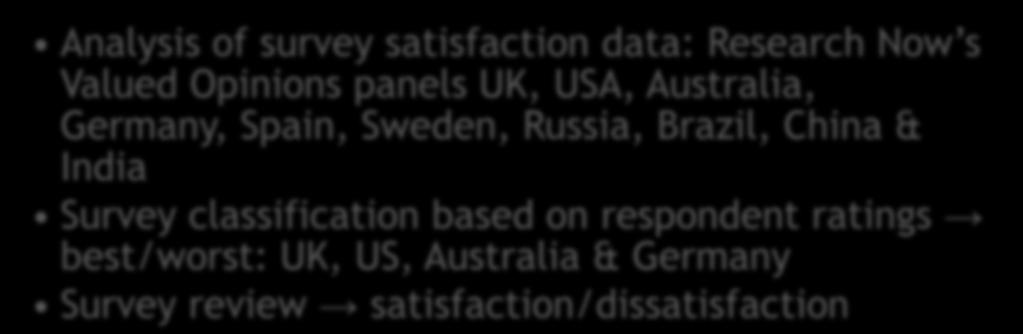 Methodology Survey satisfaction Analysis of survey satisfaction data: