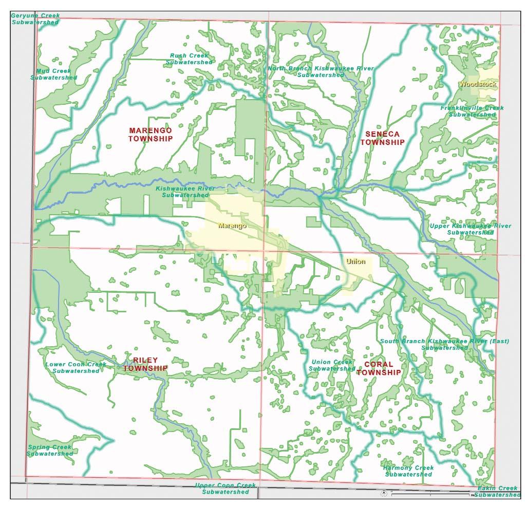 4 Preserving the Kishwaukee Watershed Executive Summary GREEN INFRASTRUCTURE MAP AND KEY IMPLEMENTATION ACTIONS The planning area contains waterways, floodplains, wetlands, high quality natural