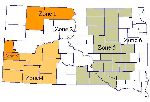 ATTACHMENT 1 Figure A - Expected Adverse Weather Days for South Dakota Table 1 - Expected Adverse Weather Days for South Dakota Grading Projects Surfacing and Structural Projects Zone 1Zone 2Zone