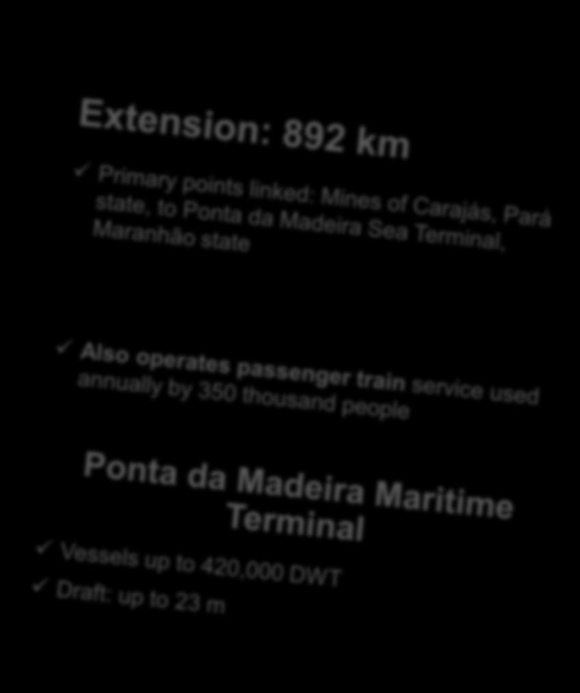 Asset Management Northern System EFC Railway and TMPM Port EFC Terminal Marítimo Ponta da Madeira Around 120 Million tons transported 2014 FNS Northern System FCA