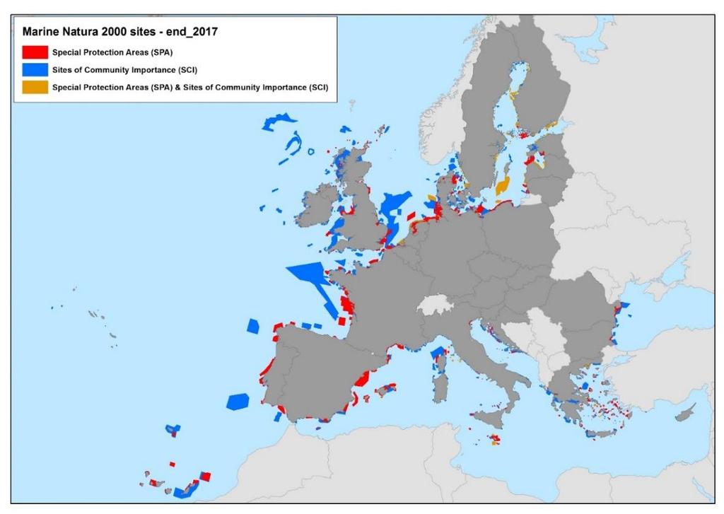 Marine Natura 2000 state of play More than 3150 marine sites (out of 27000) Covers 9.