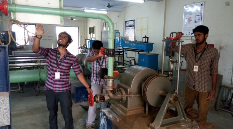 Fluid Mechanics & Machinery Laboratory: The laboratory provides an understanding about the working of flow measuring equipments and hydraulic machines like pumps and turbines etc.