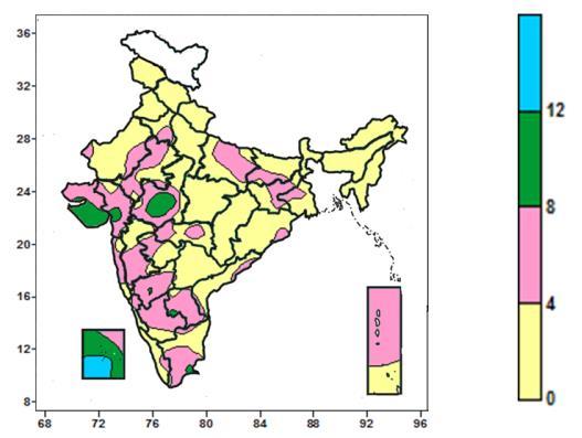 Mean Relative humidity was 60 to 80 % over many parts of Bihar, Gujarat, Rajasthan, West Madhya Pradesh, Madhya Maharashtra, Vidarbha, Telangana, Interior Karnataka and Coastal Andhra Pradesh, some