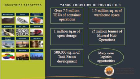 Arabia Yanbu with King Abdullah Port and Jeddah Islamic Port will be the integrated logistics