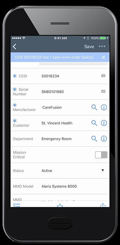 Mobile Application Demonstration Nurse reports issue to CEC Tech is assigned work order Locates device (CEID)
