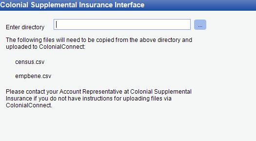Colonial Supplemental Insurance Interface This option creates two files (census.csv & empbene.