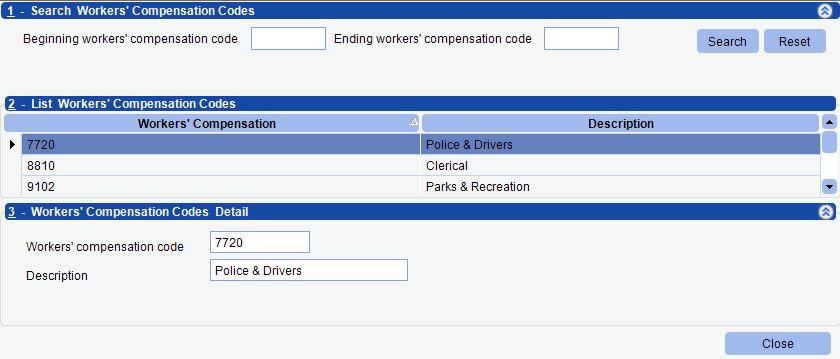 WC This parameter tracks the workers' compensation rating