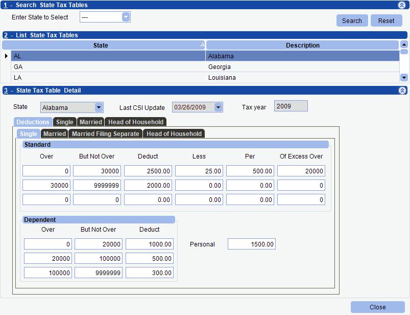 State Tax Tables Information from tax tables provided by the state can be used to easily update the state tax tables.