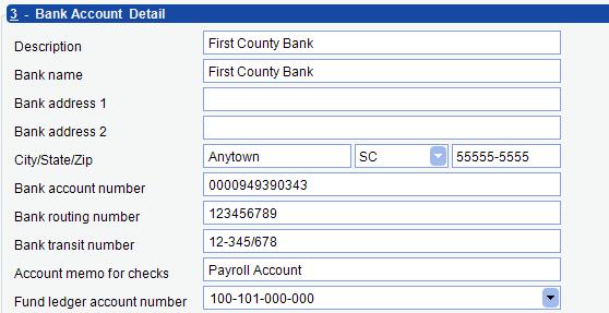 The following example shows how the fields are used on the check.