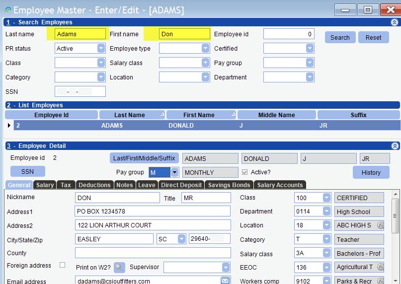 Editing Employee Master File Information To edit employee master records, select Employees Enter/Edit Employee Master from the menu bar.