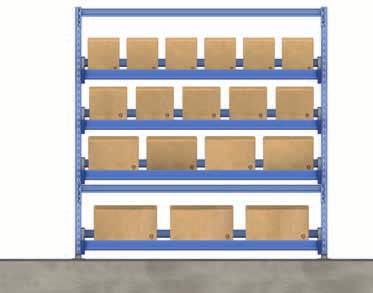 depth of the racking. In the conventional system of storing boxes, the reserve is located at the side or above, thus occupying more surface area.
