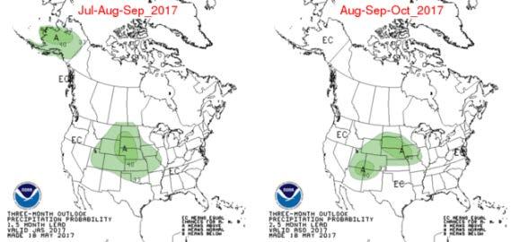The long-term outlook calls for this region to be one of the wetter than normal parts of the country.