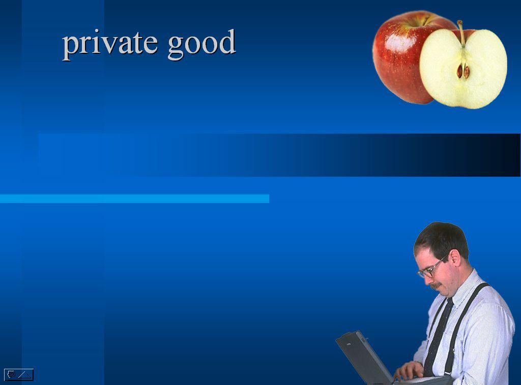 private good A good of which one person s