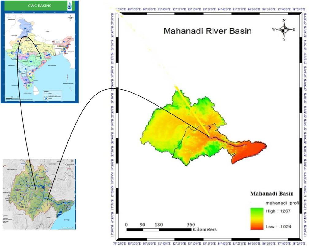 Fig. 1 Detailed location of the study area improvements using HEC-RAS for the Mahanadi River in Odisha, India for various return periods using Gumbel s extreme value distribution.