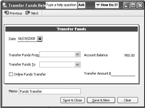 money between their bank accounts. QuickBooks has a feature that allows you to record this transfer seamlessly between accounts.