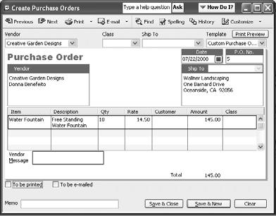 Instructions for Creating a Purchase Order To do this task 1. Click the Purchase Orders icon on the Home Page in the Vendor Center 2.