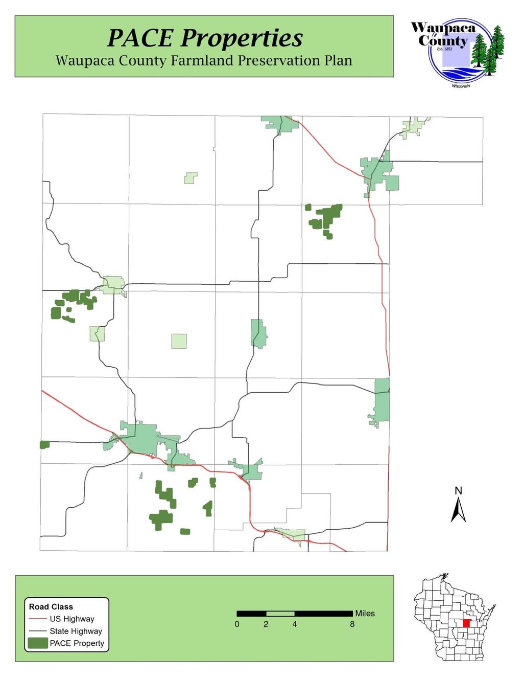 Figure 11. Location of PACE recipients in Waupaca County.
