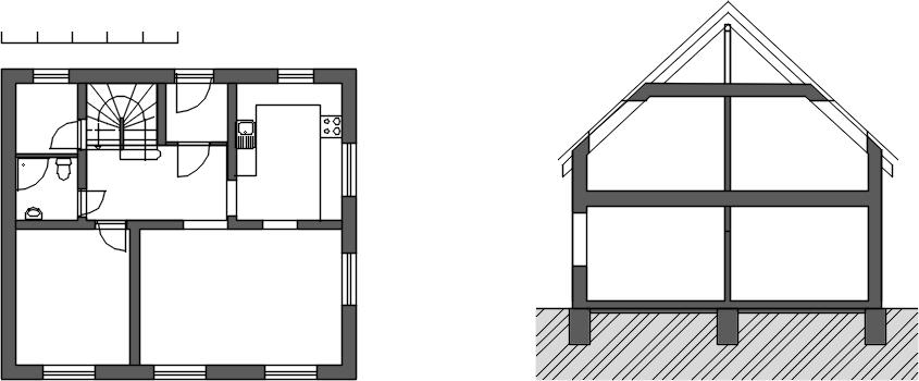 3 CASE 1 A SINGLE-FAMILY HOUSE 3.1 Building description The size, thermal performance and building services of the studied building (fig.