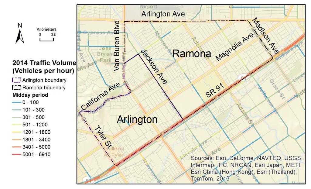 Figure 2 2014 Riverside Arlington-Ramona Neighborhood Morning Traffic Flow