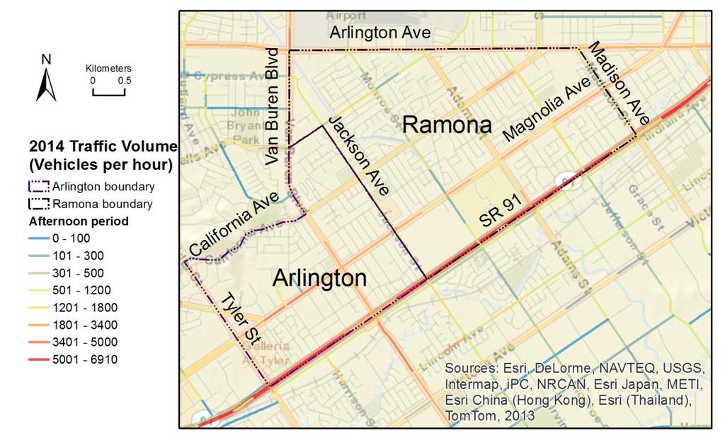 Figure 4 2014 Riverside Arlington-Ramona Neighborhood Afternoon Traffic Flow