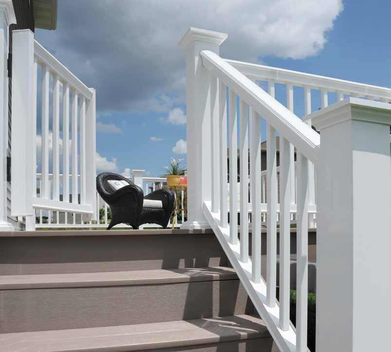 AZEK RAIL TRADEMARK AZEK Trademark Rail, a Colonial profile, is available in white and offers you the ability to customize with five unique infill options: composite balusters, round aluminum