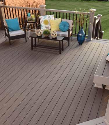 Use a complementary deck color and add Under-Rail Lighting to create a soft light for a casual seating area.