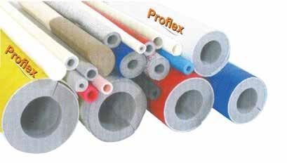 Proflex pipe insulation available in full range of pipe diameter and used on mild steel, stainless steel, copper pipe, and plastic pipe work Applications: The following services shall be insulated: