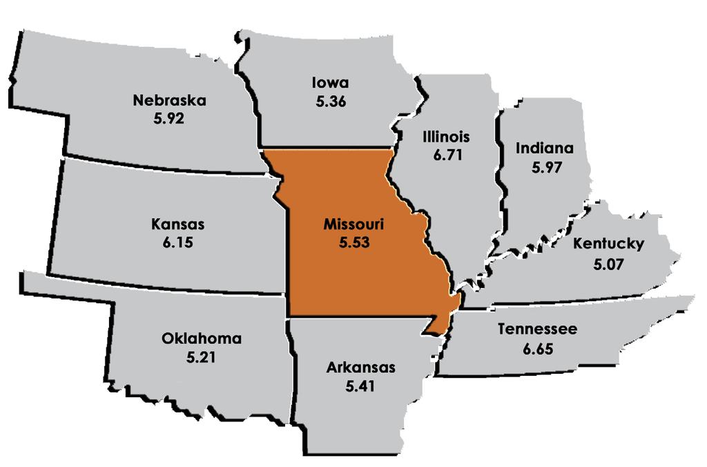 When Missouri is considered within the context of the lower Midwest region the state has the second highest employment in IT Services and the second highest overall sector concentration.