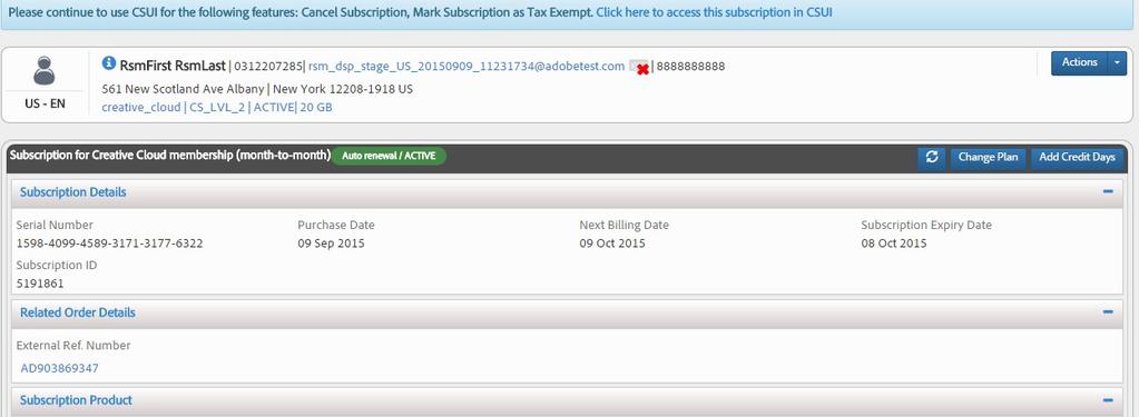 ADD CREDIT DAYS TO A CUSTOMER S SUBSCRIPTION 1.