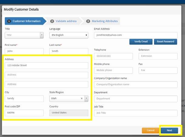 CHANGING A CUSTOMER S BILLING ADDRESS 1. Access the customer s profile and select the Edit button next to the customer s profile information. 2.