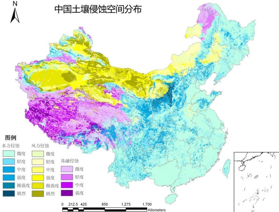 i. Serious soil erosion damages aquatic ecology Distribution Map of Soil Erosion Water erosion Low Wind erosion Low Frost erosion Low Soil losses occur over 2.