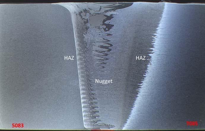 Figure 10: Macro image of 2 in. AA5083-H131 and AA7085- T721.